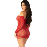 Leg Avenue - Robe Mini En Maille À Épaules Dénudées Et À Manches Longues Rouge
